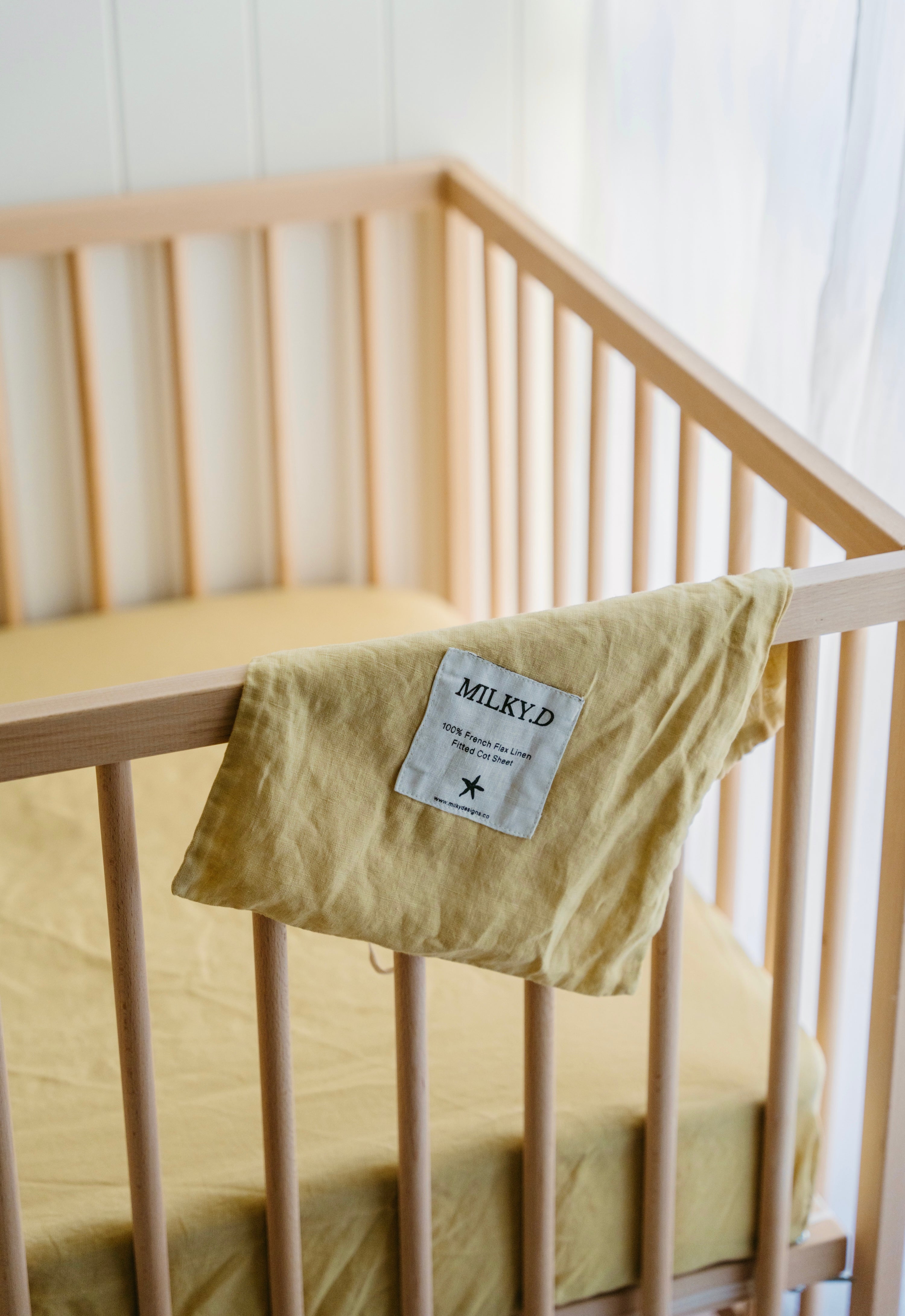 Honeydew Linen Cot Sheet