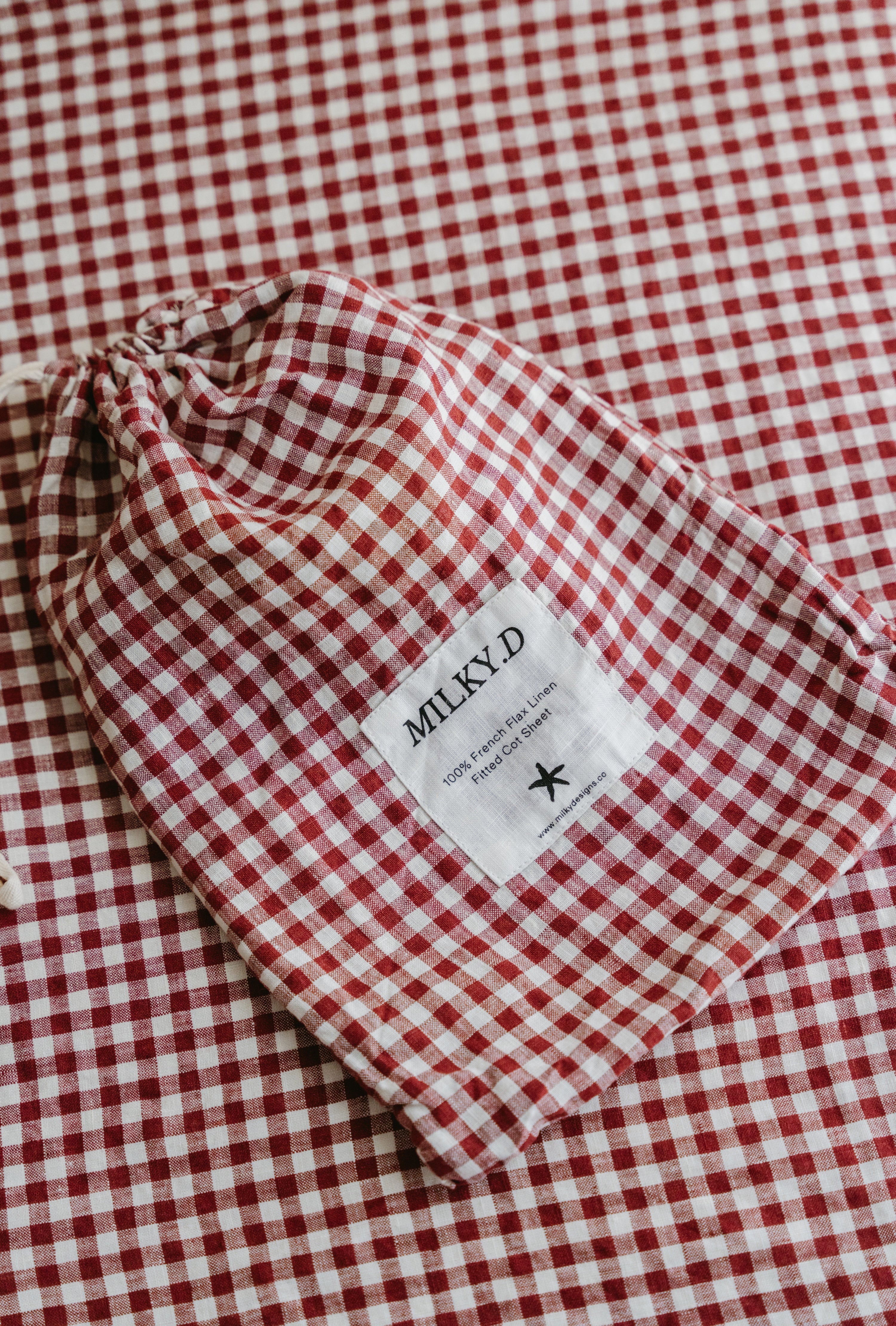 Mulberry Gingham Linen Bassinet Sheet