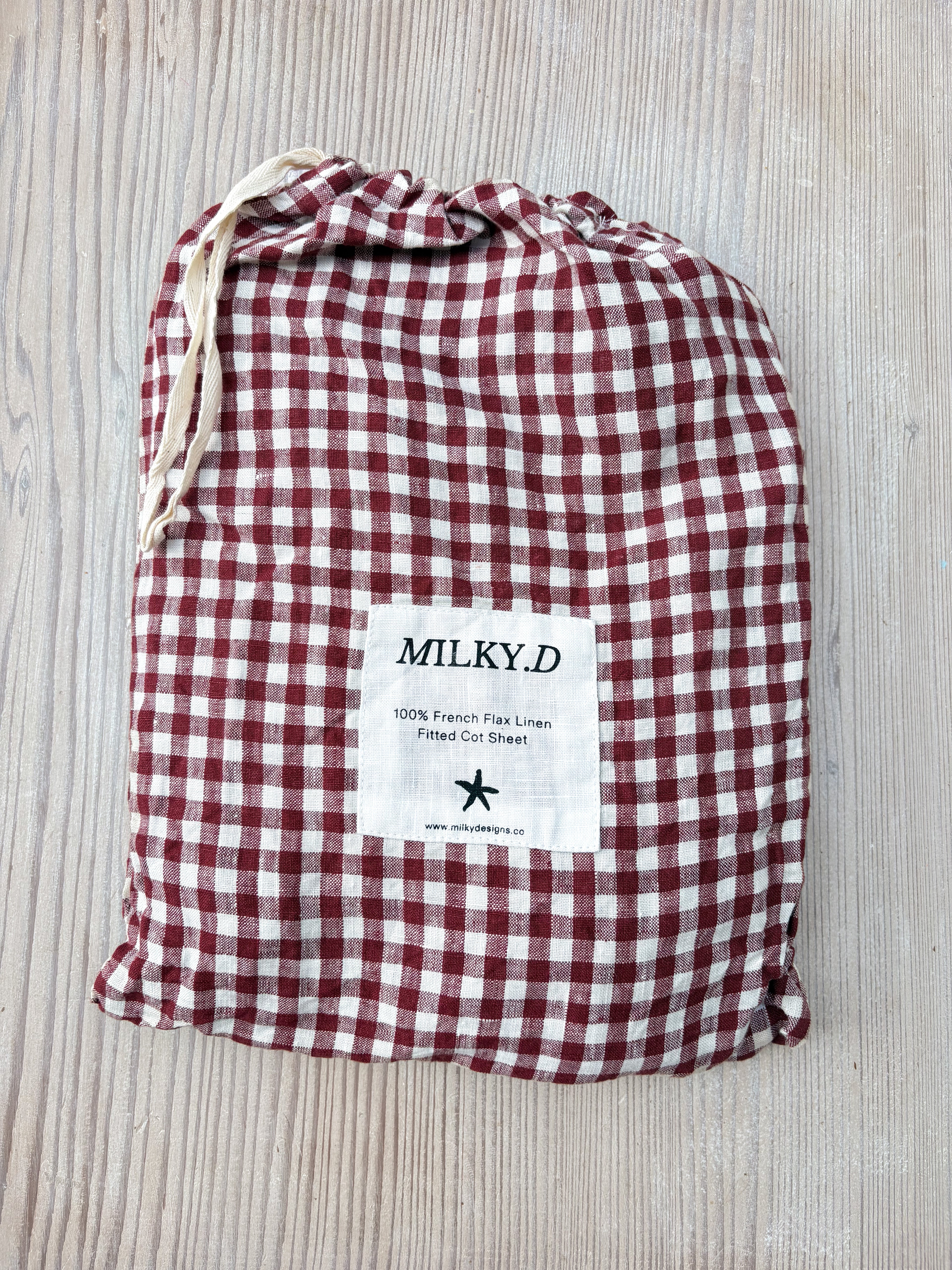 Mulberry Gingham Linen Bassinet Sheet