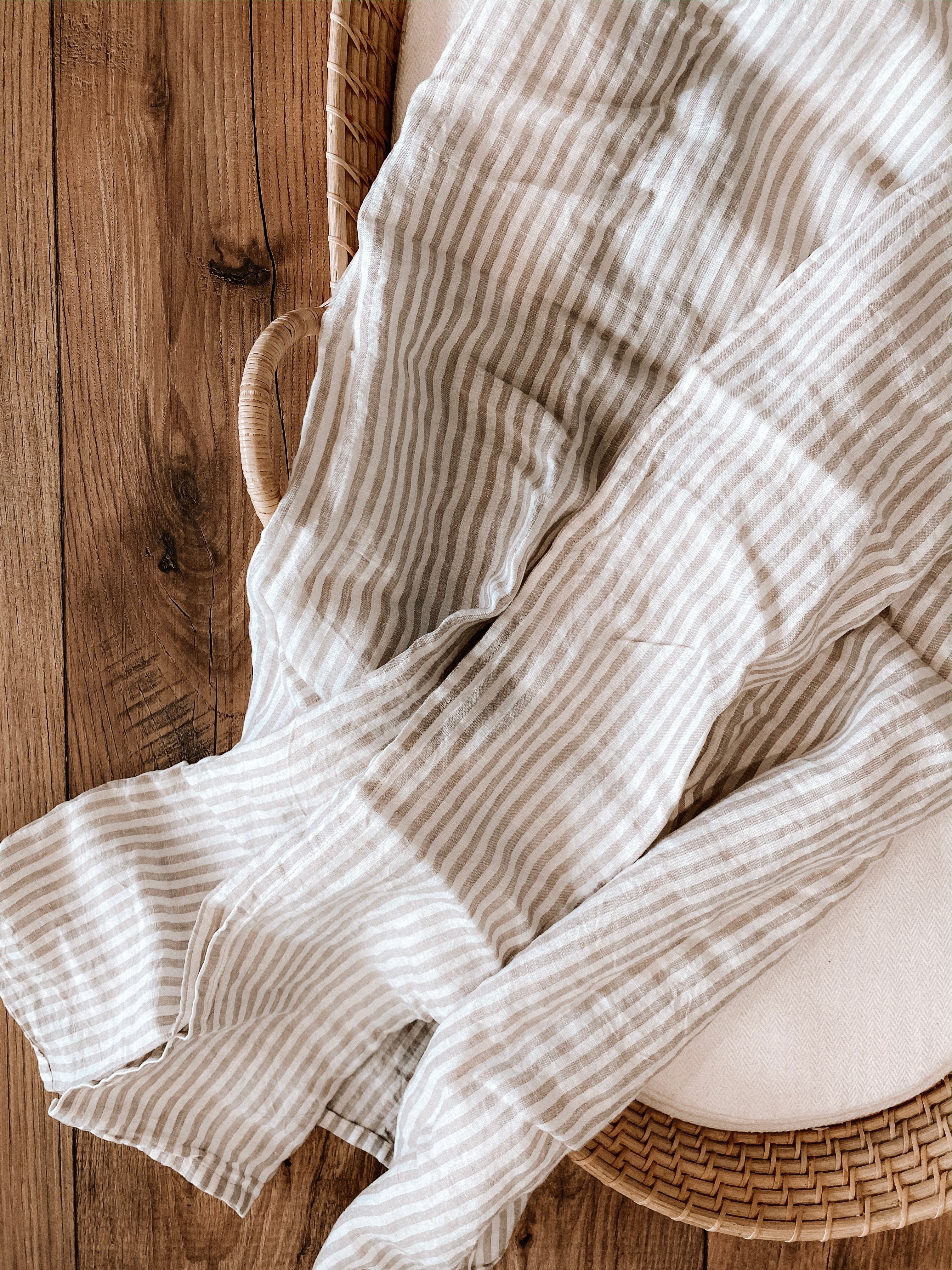 Beige Stripe Linen Wrap