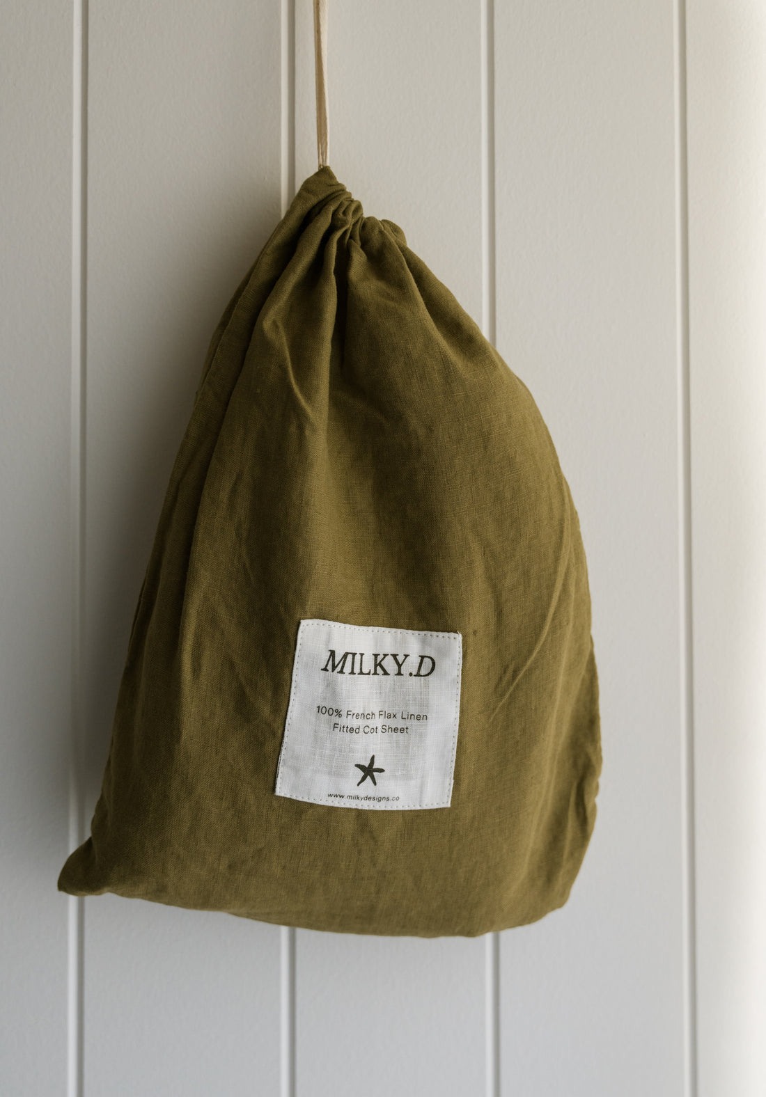 Olive Linen Cot Sheet