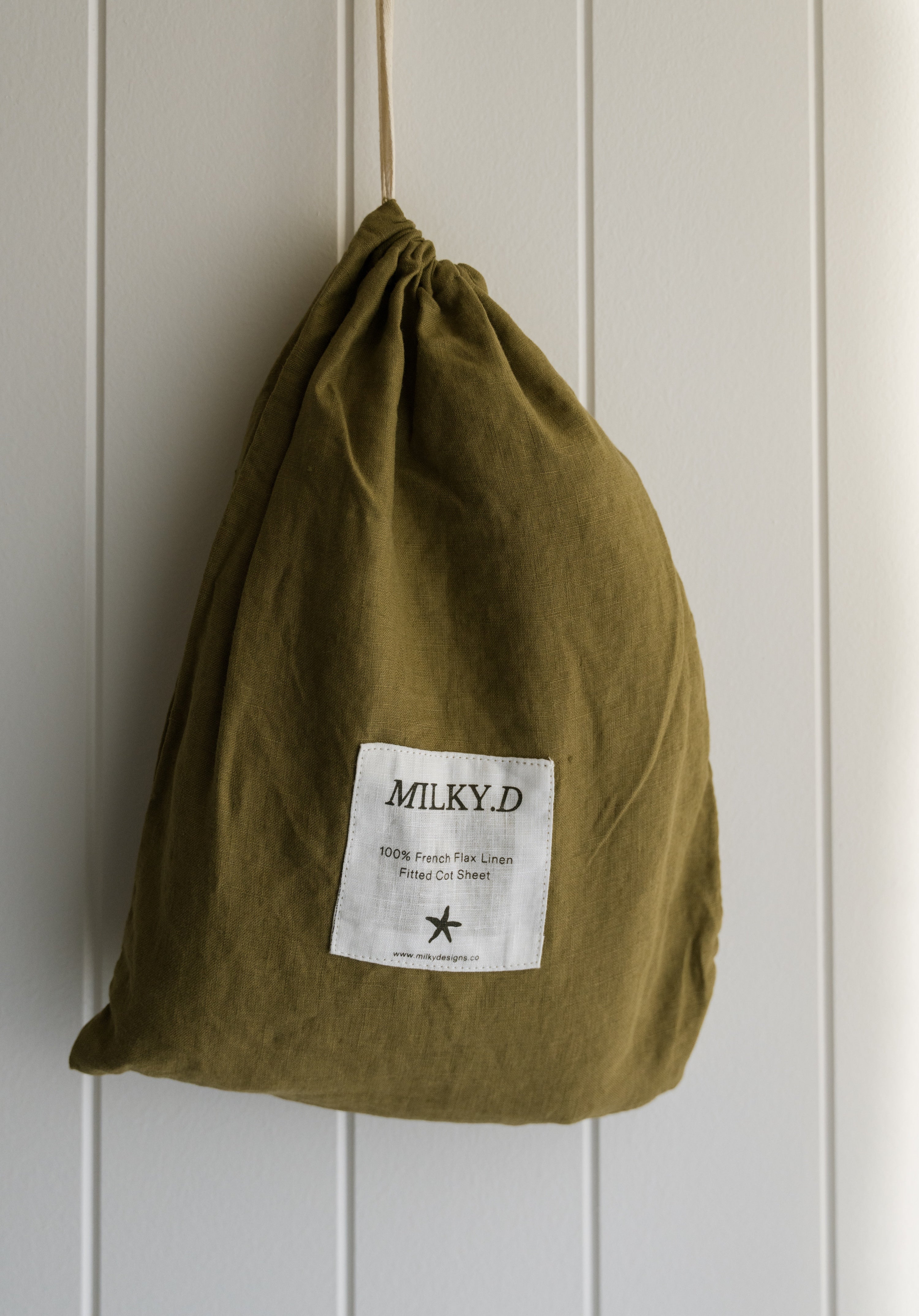 Olive Linen Cot Sheet