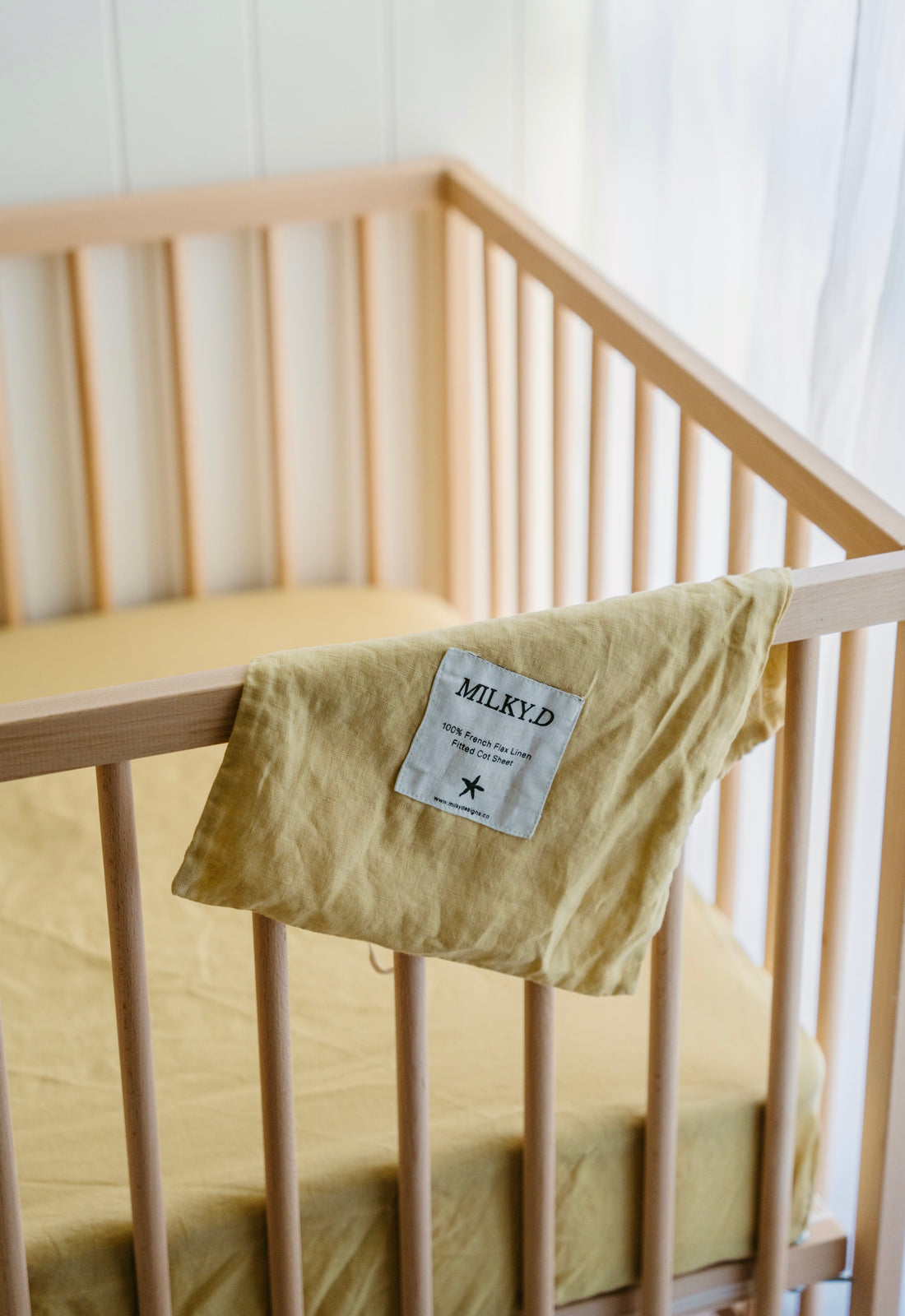 Honeydew Linen Cot Sheet