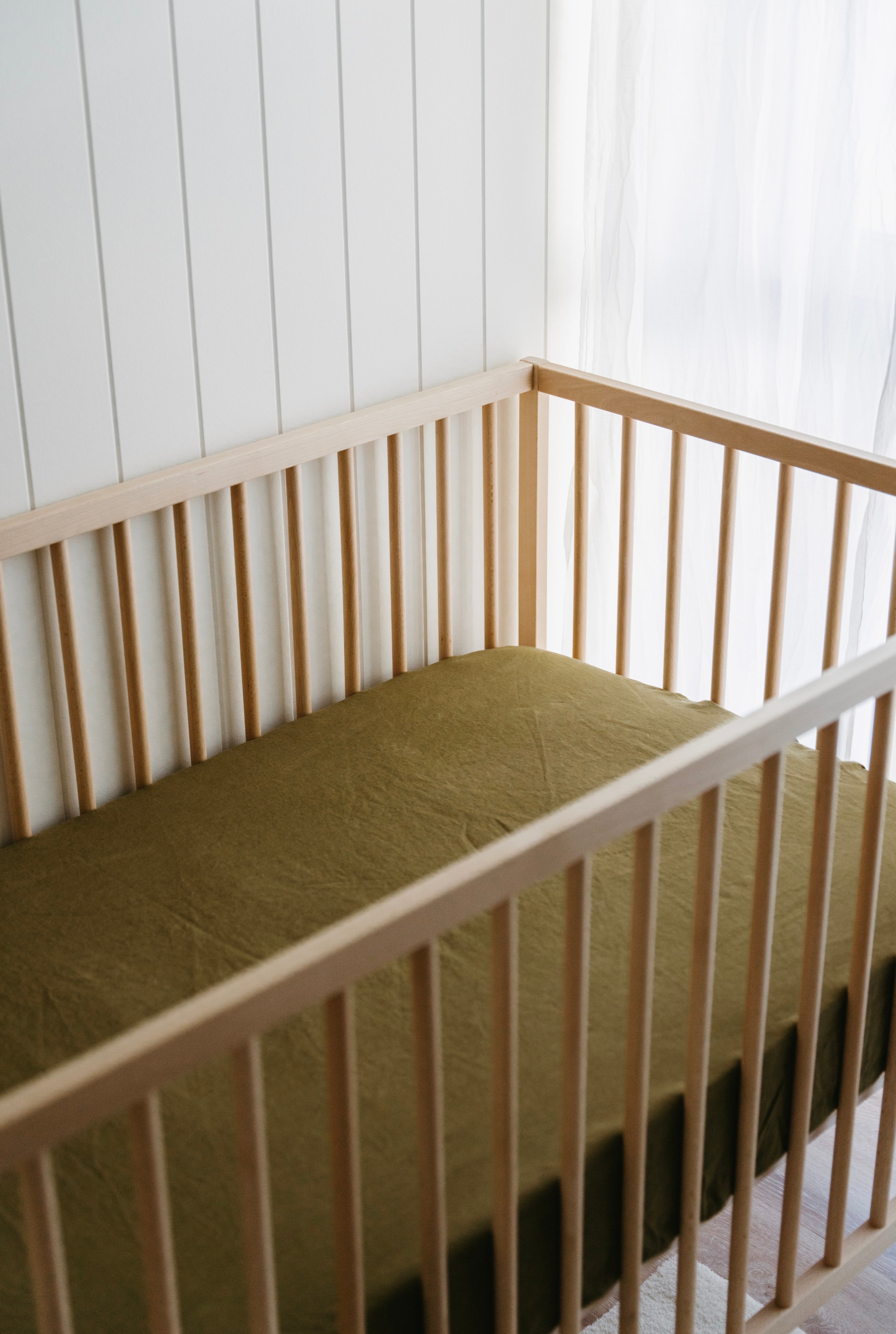 Olive Linen Cot Sheet