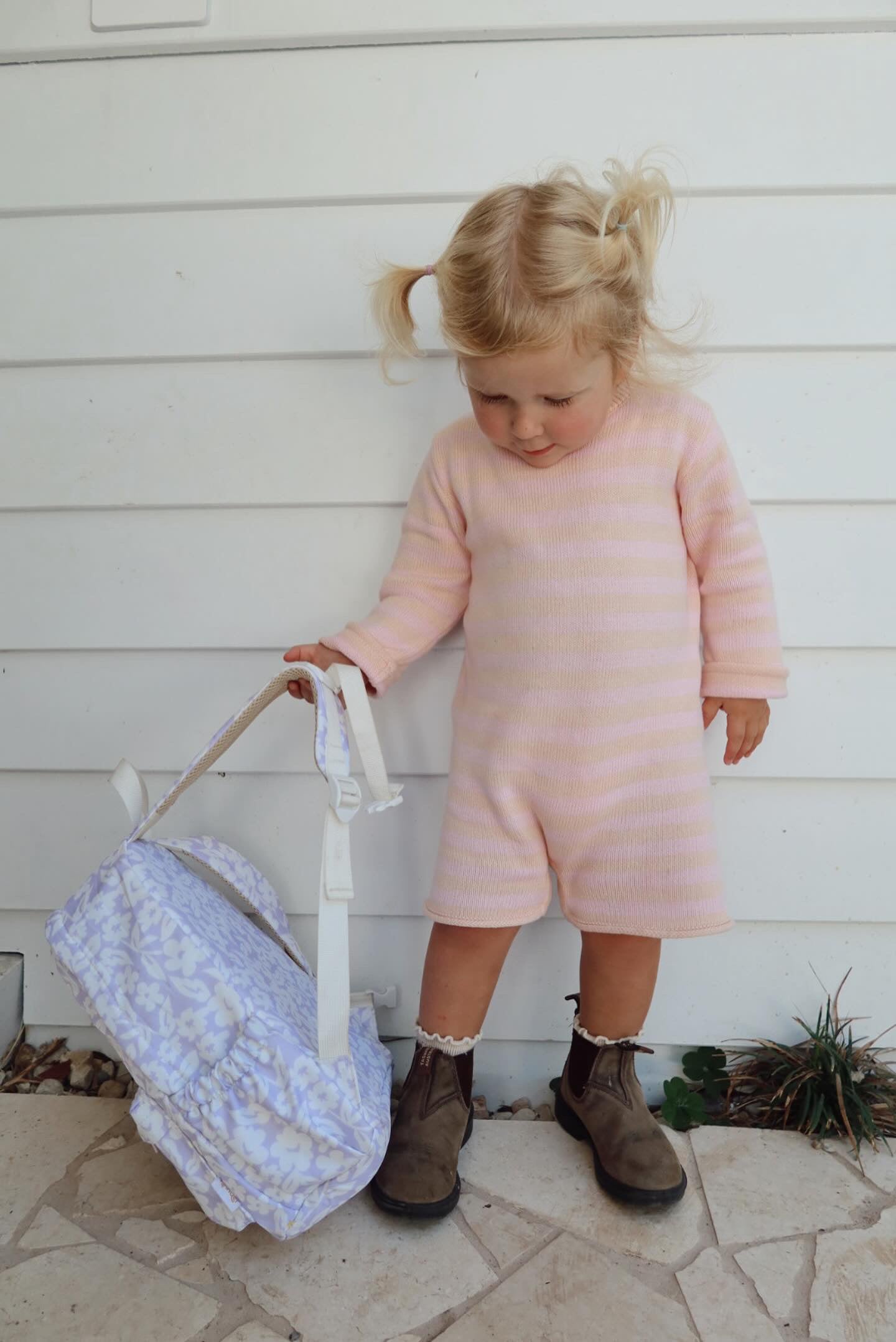 Staple Romper - pink and peach