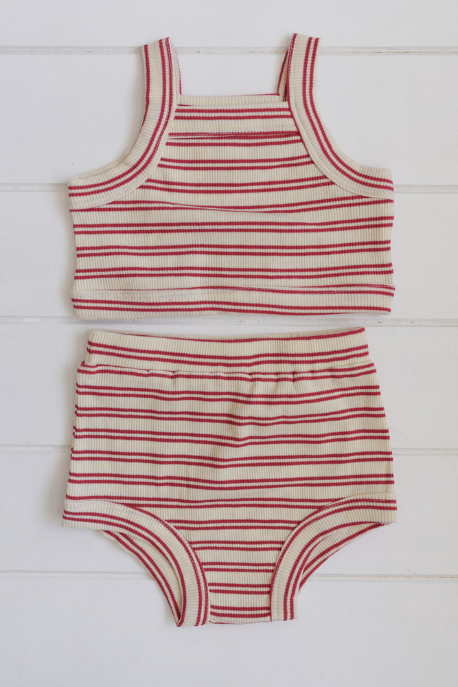 
                  
                    Cleo Rib Set - Red stripe
                  
                