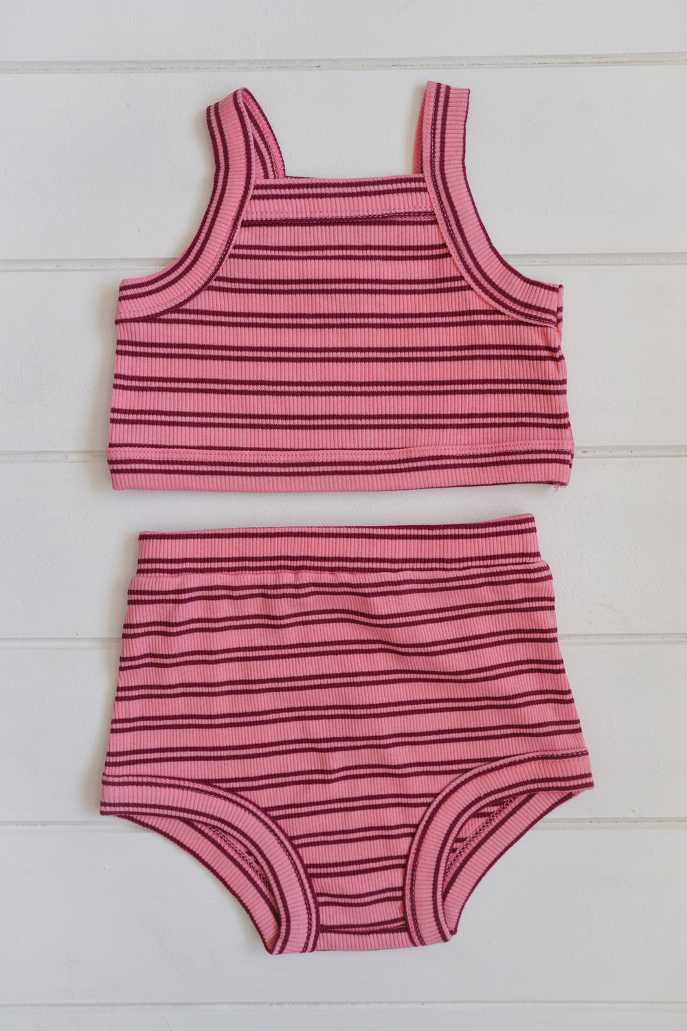 Cleo Rib Set - Pink and Red stripe