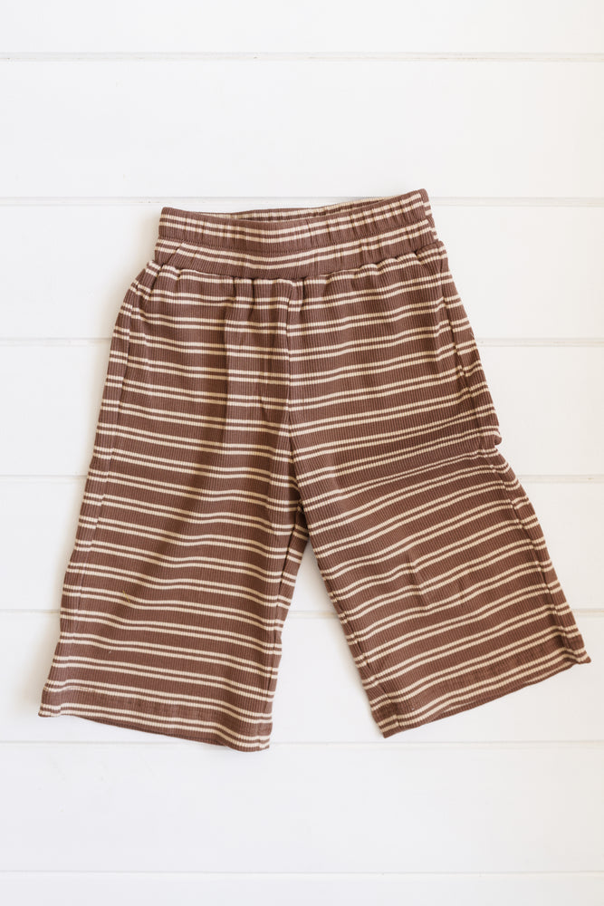 
                  
                    Rib Pant - Choc stripe
                  
                