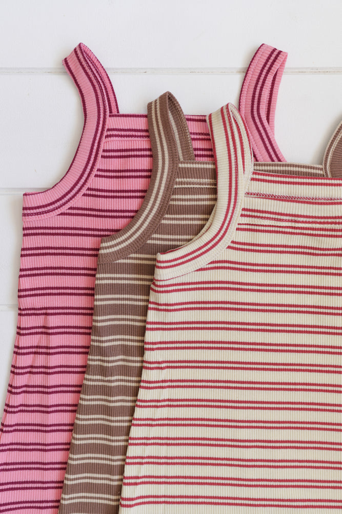 
                  
                    Bobbi Rib Dress - Pink and Red stripe
                  
                