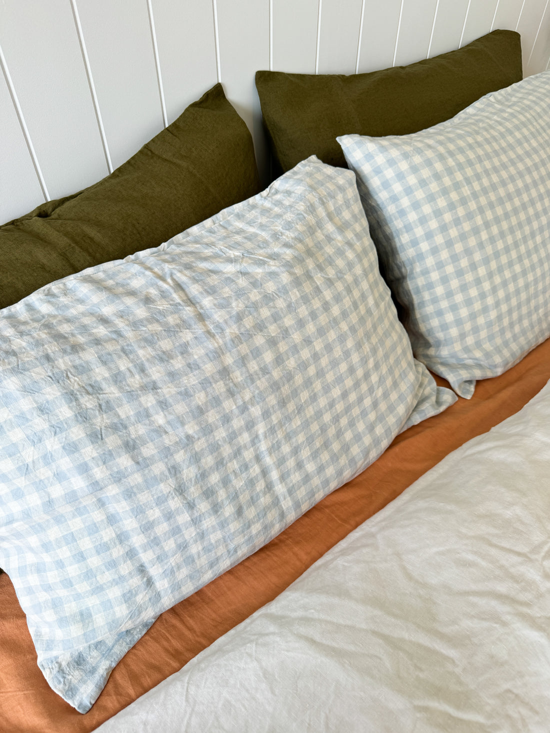 Sky Gingham Linen Pillow Slip