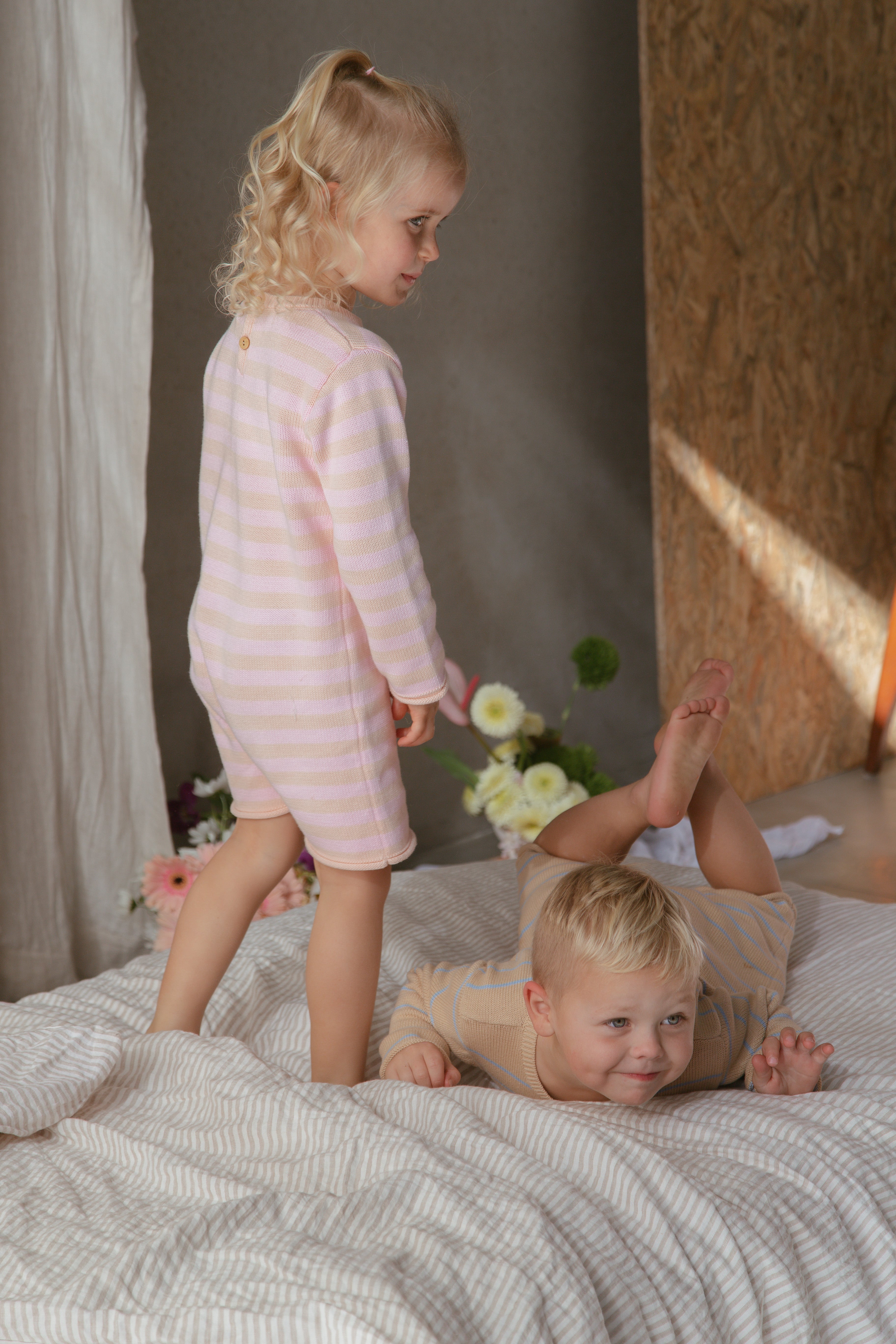 Staple Romper - pink and peach