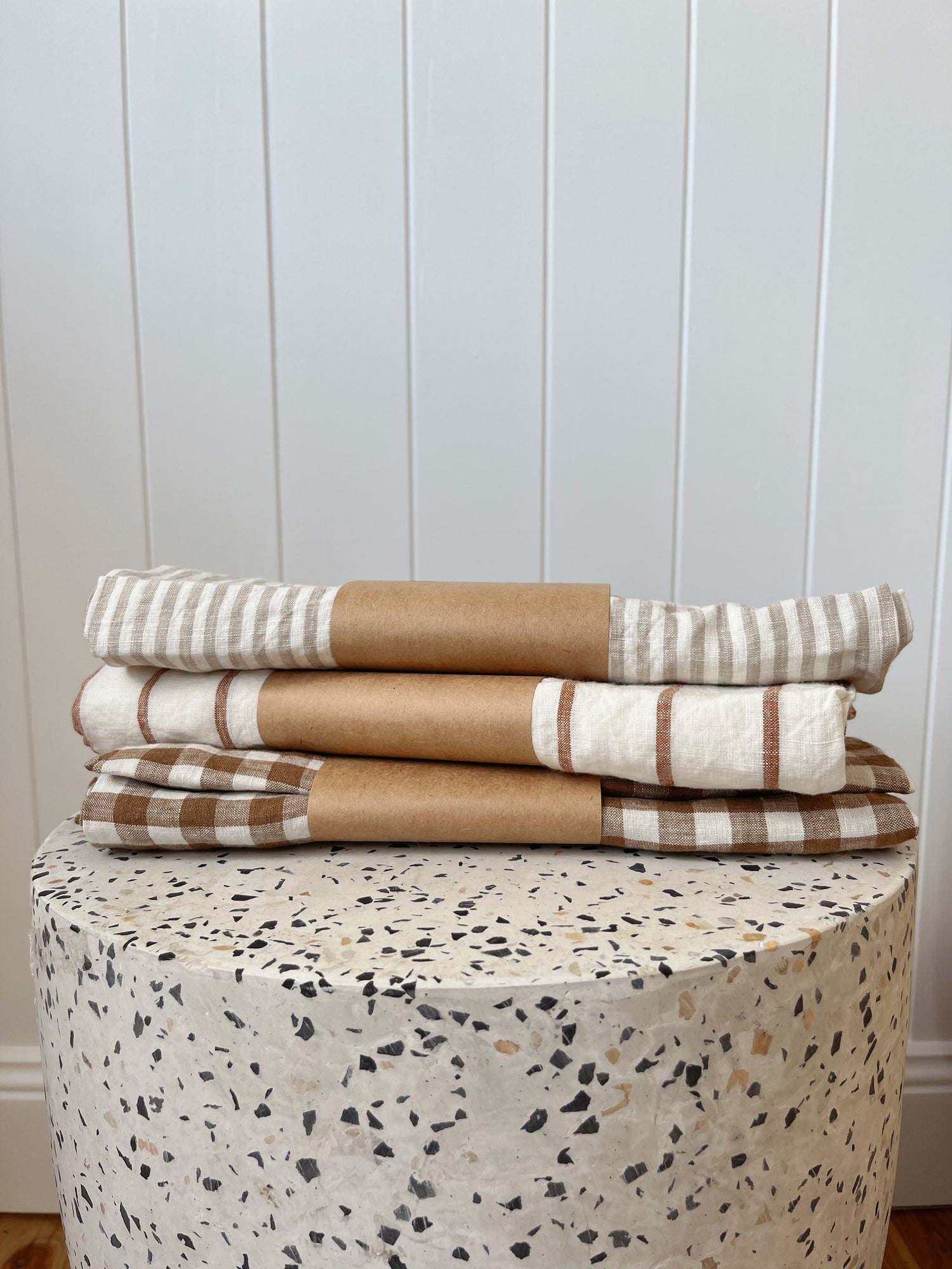 Beige Stripe Linen Wrap
