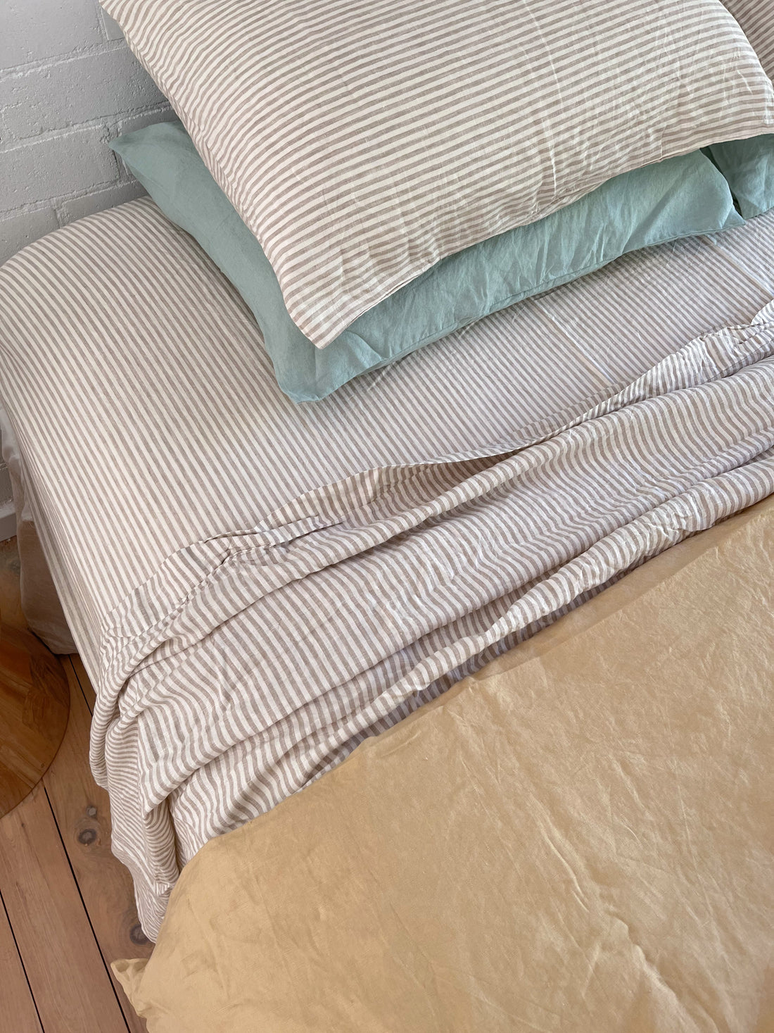 Beige Stripe Linen Pillow Slip