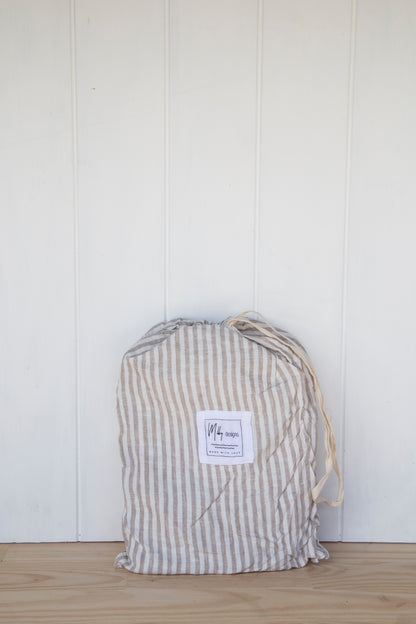 Beige Stripe Linen Bassinet Sheet