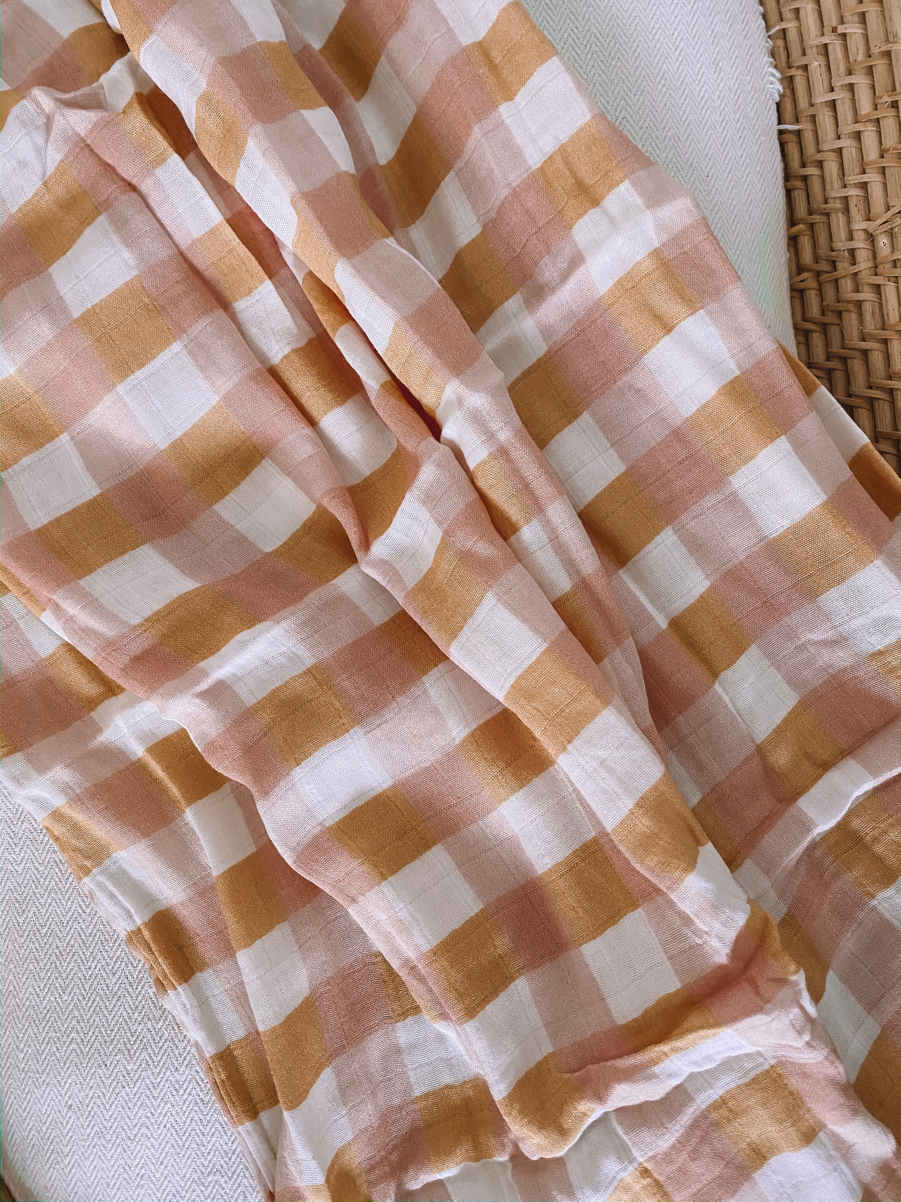 Peach Gingham Wrap