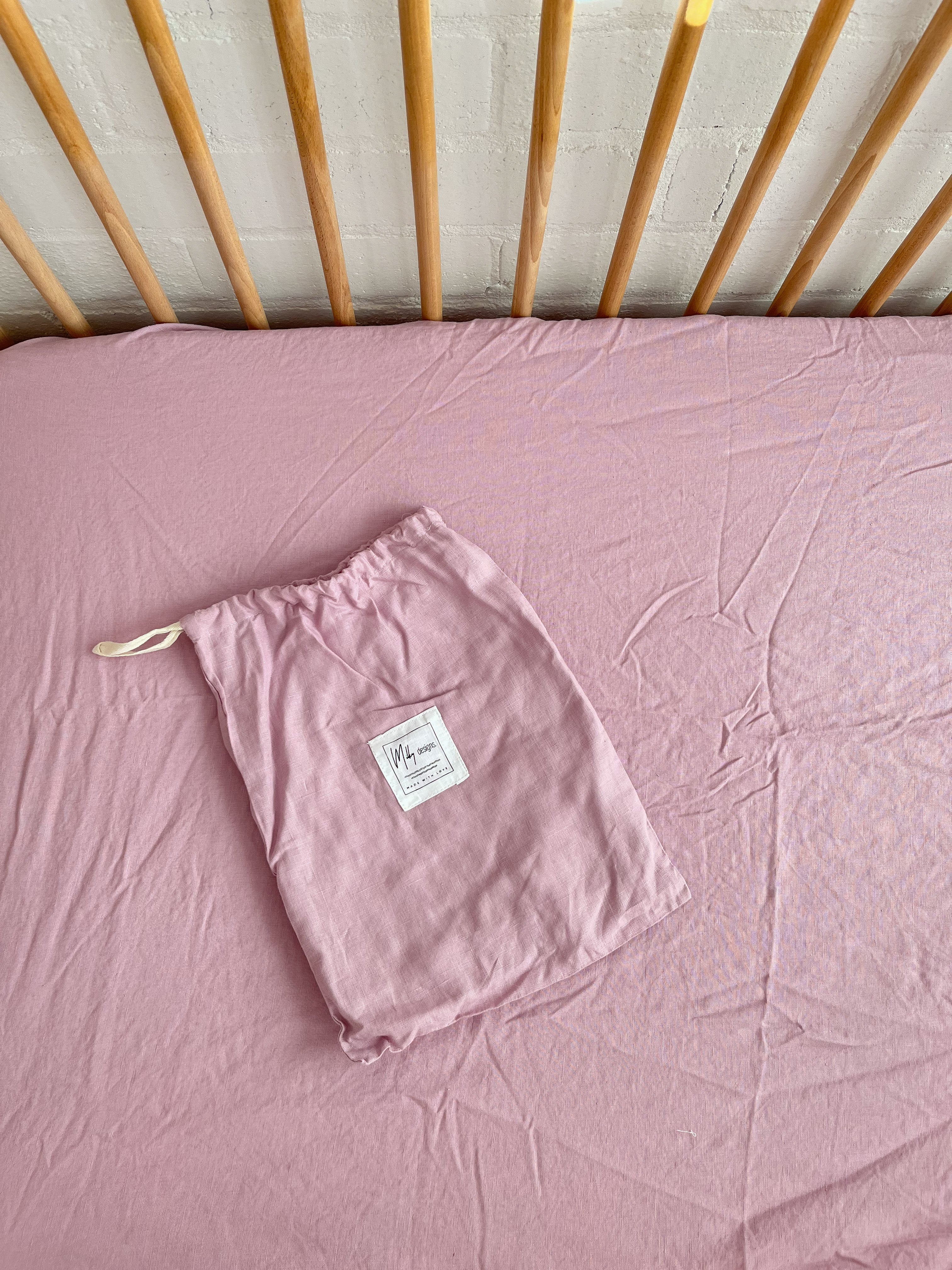 Lilac Linen Cot Sheet Milkydesigns