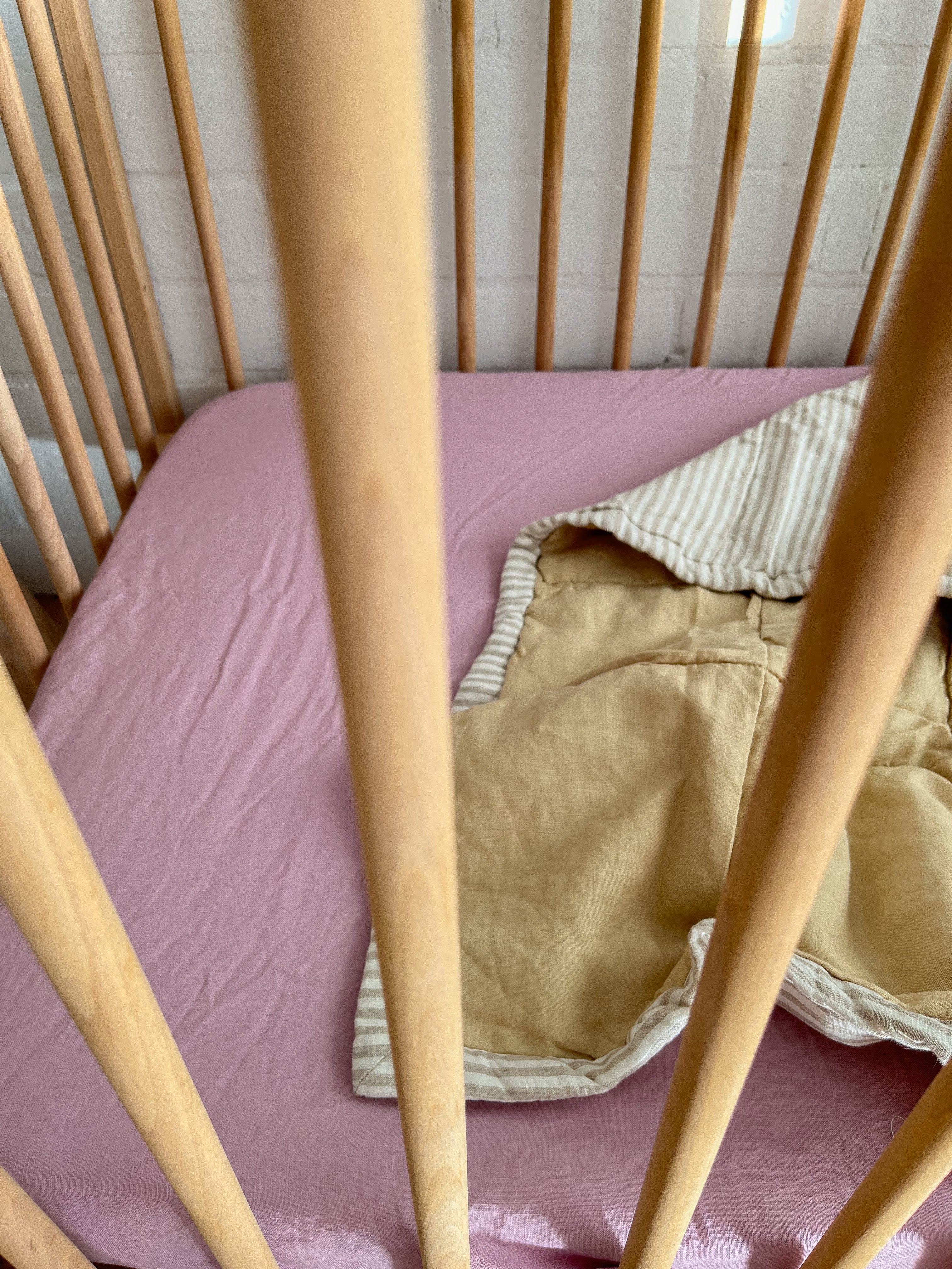 Lilac Linen Cot Sheet