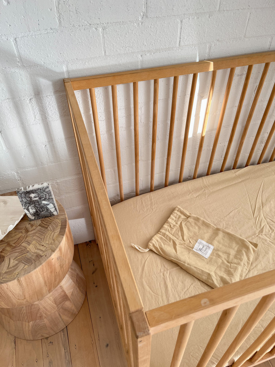 Sand Linen Cot Sheet