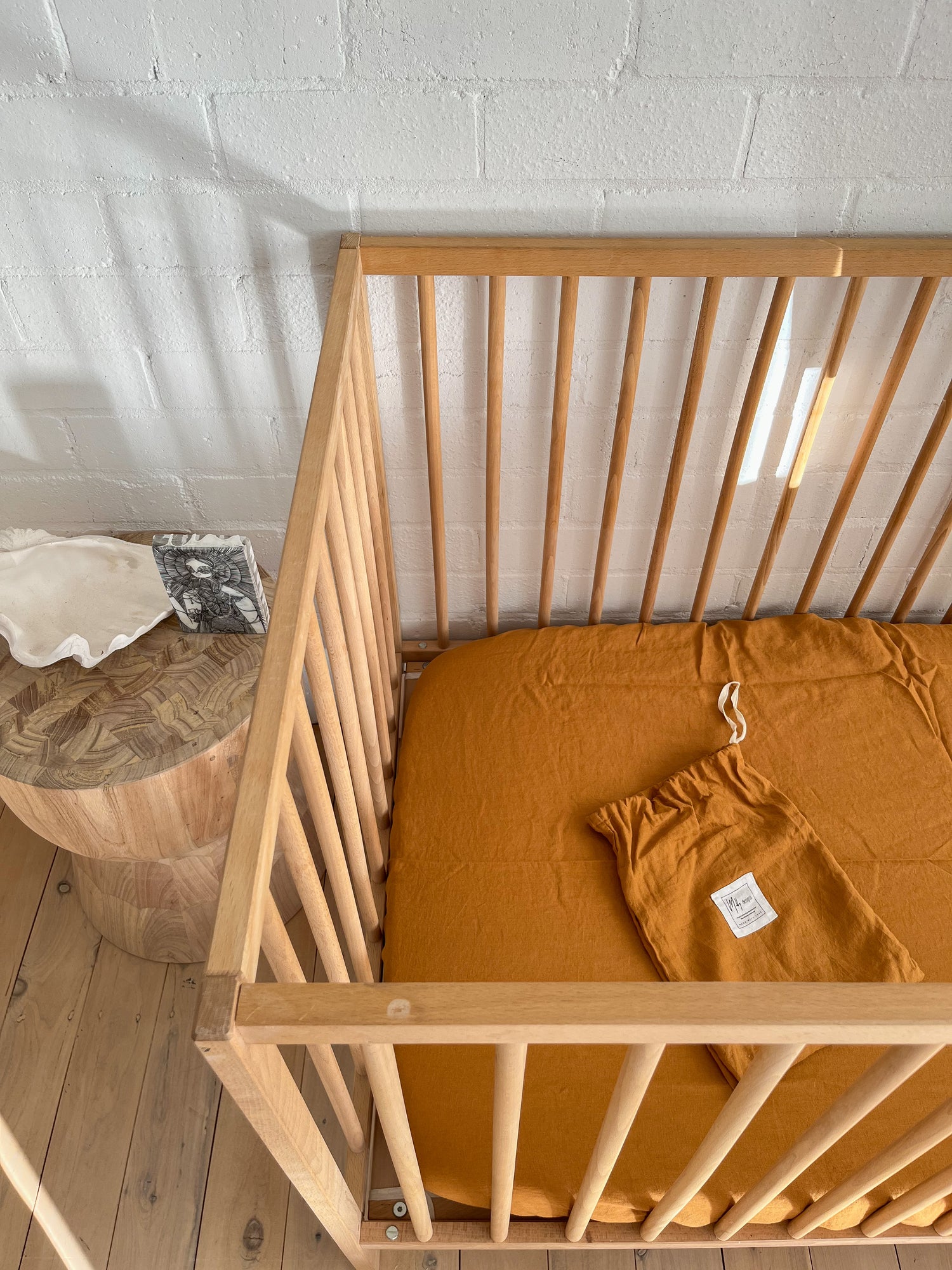 Clay Linen Cot Sheet