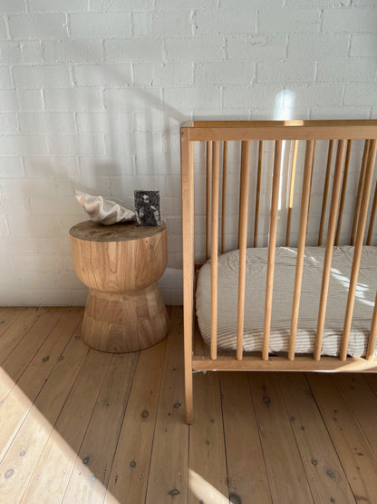 Beige Stripe Linen Cot Sheet