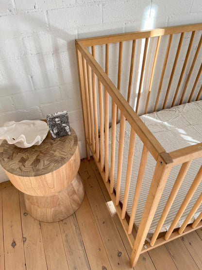 Beige Stripe Linen Cot Sheet