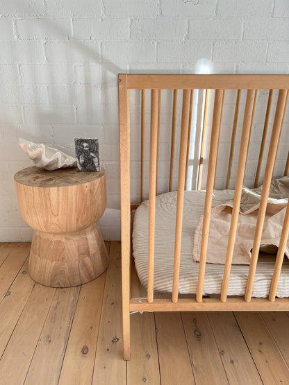 Beige Stripe Linen Cot Sheet