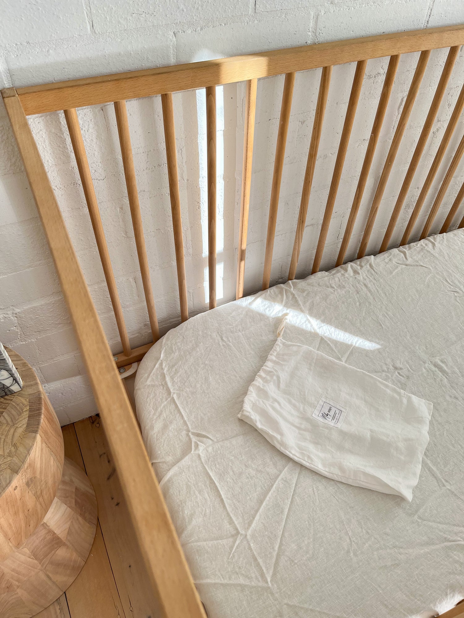 White Linen Cot Sheet