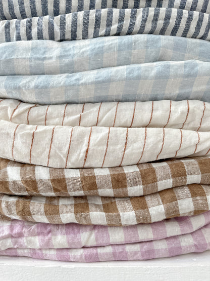 Coco Gingham Linen Cot Sheet