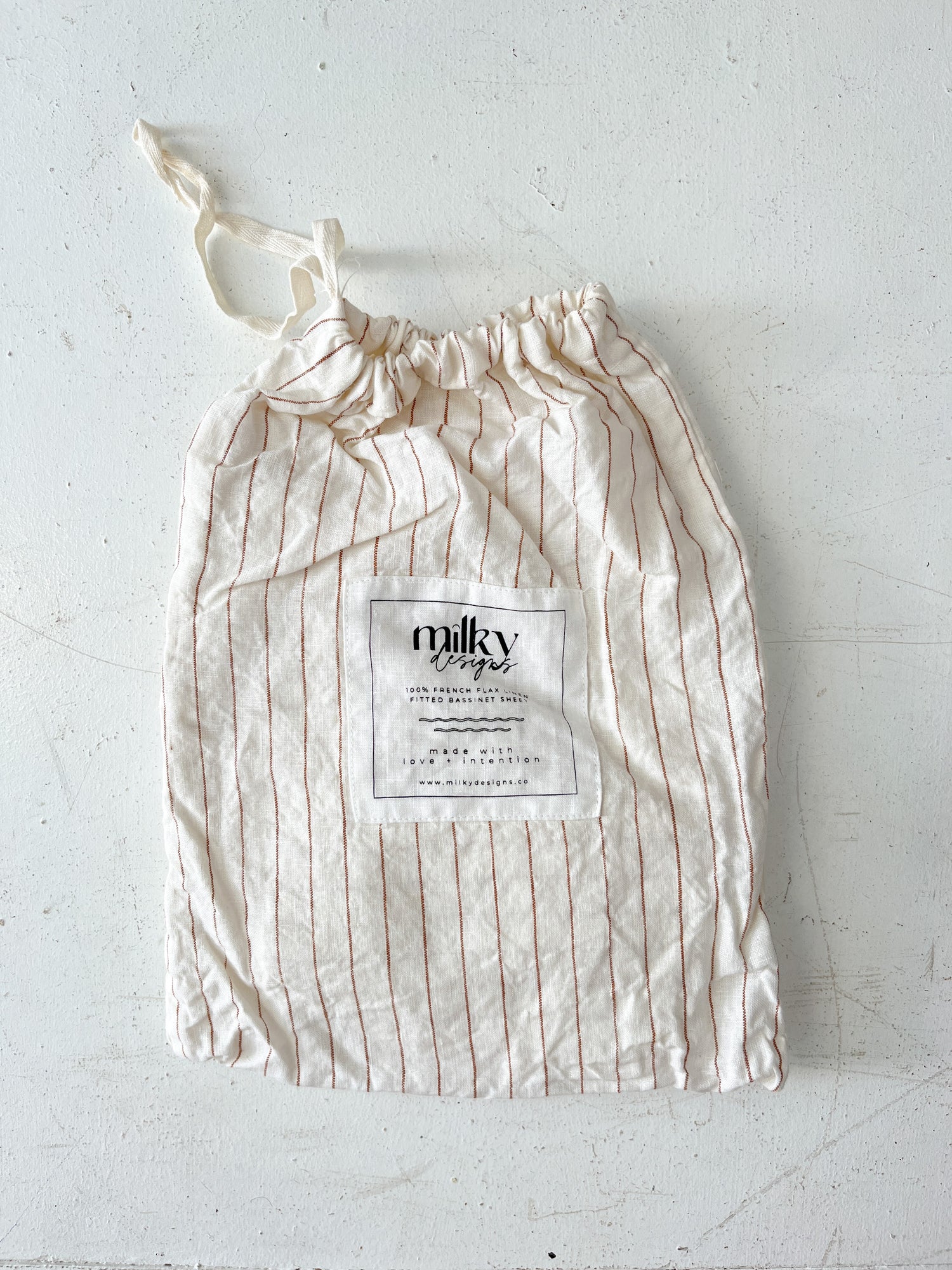 Ginger Pinstripe Linen Bassinet Sheet