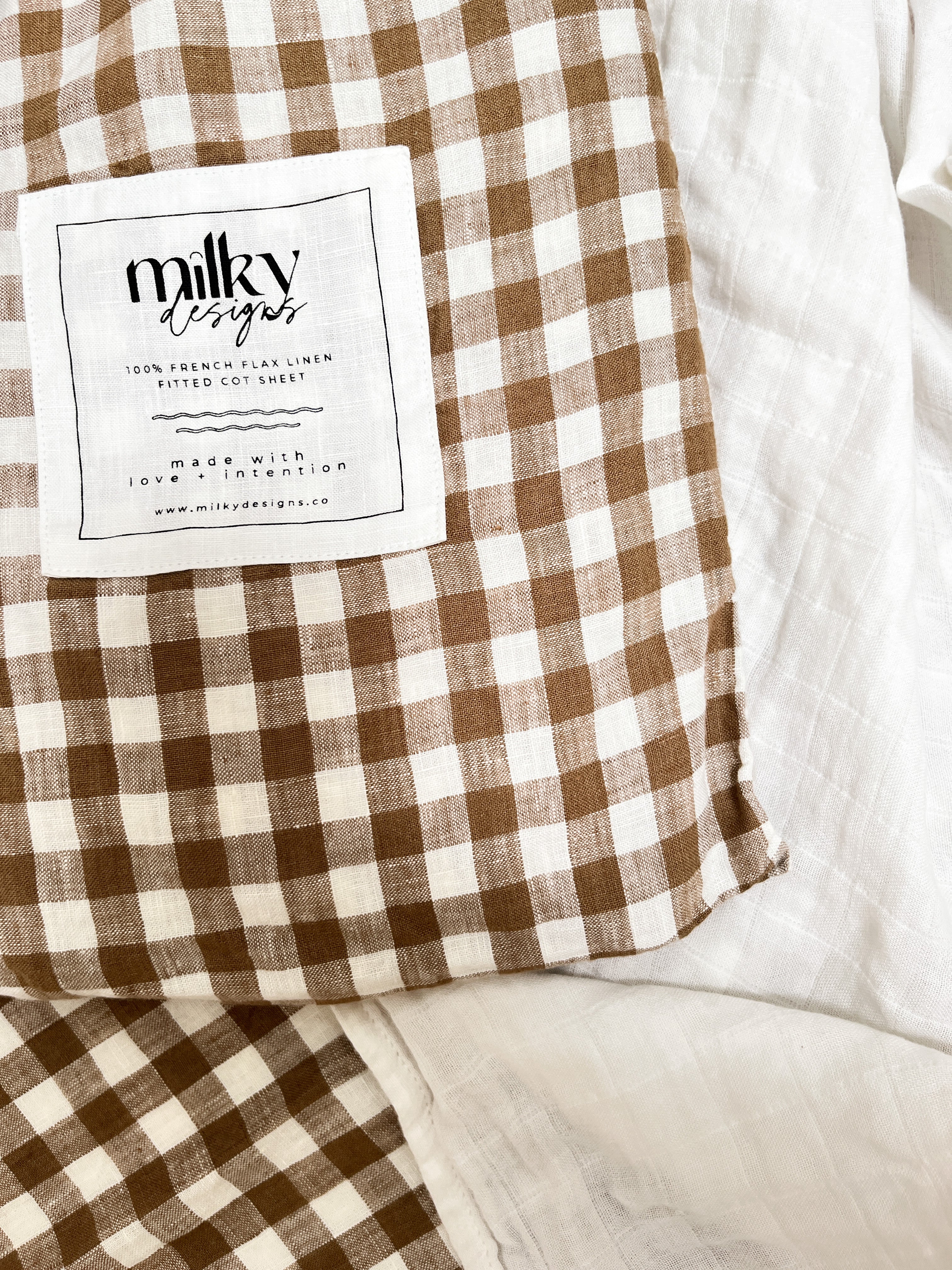 Coco Gingham Linen Cot Sheet