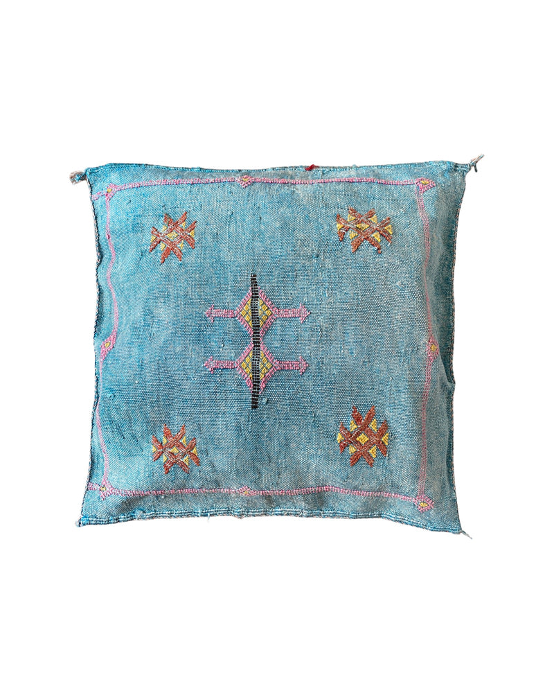 Cactus silk cushion - Blue #2