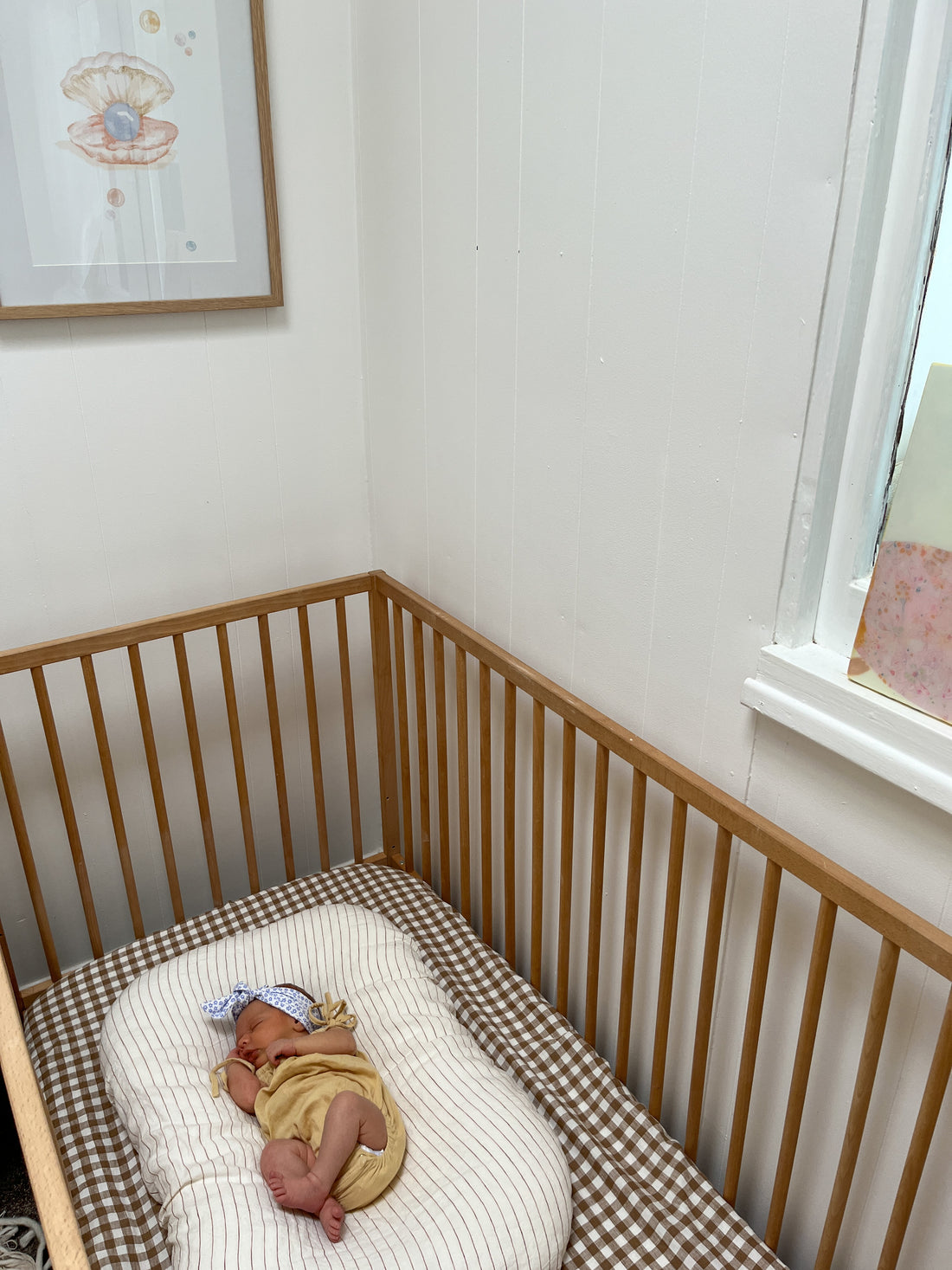 Coco Gingham Linen Cot Sheet