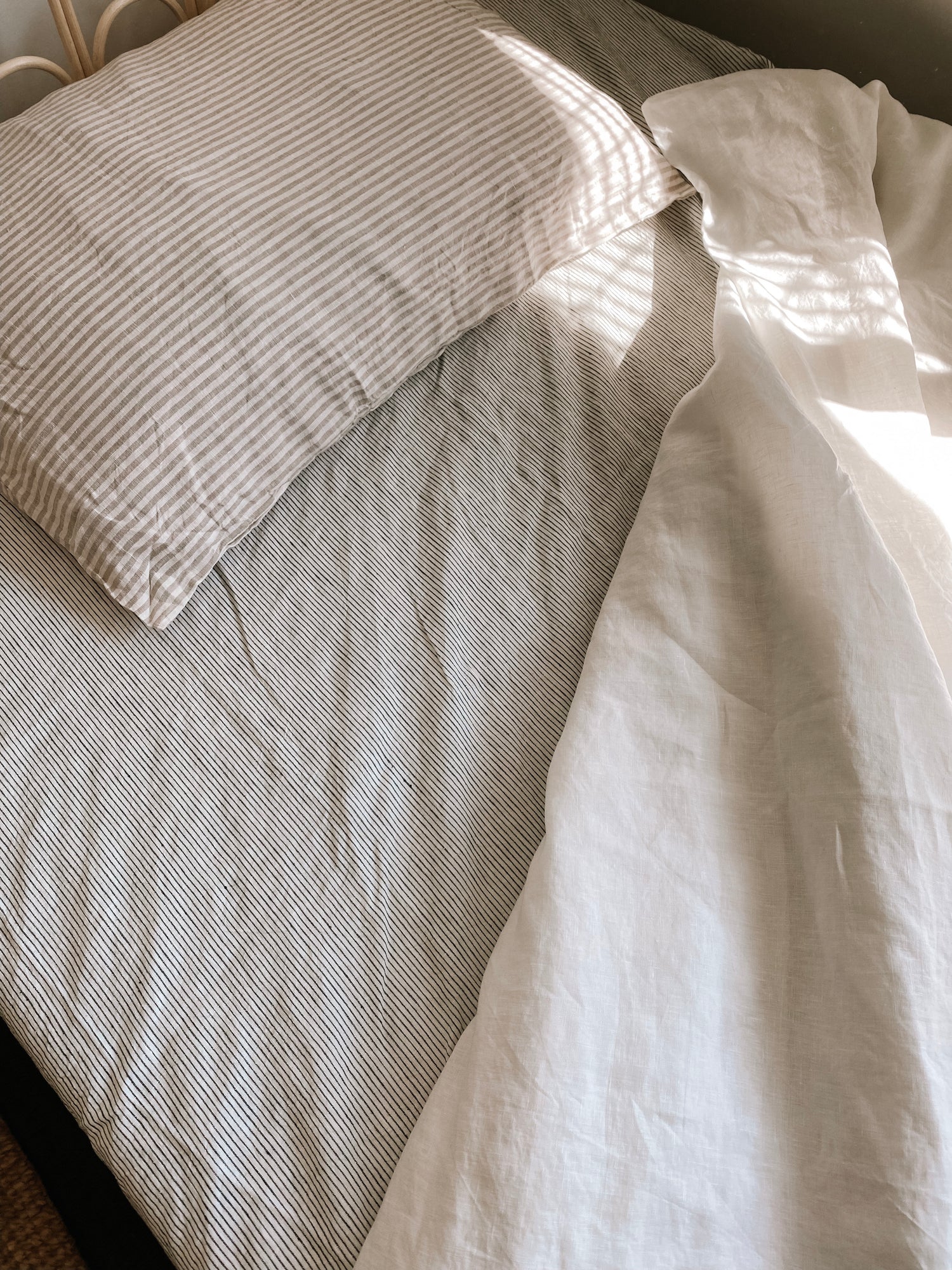 Pure Linen Sheets | PINSTRIPE | S &amp; KS