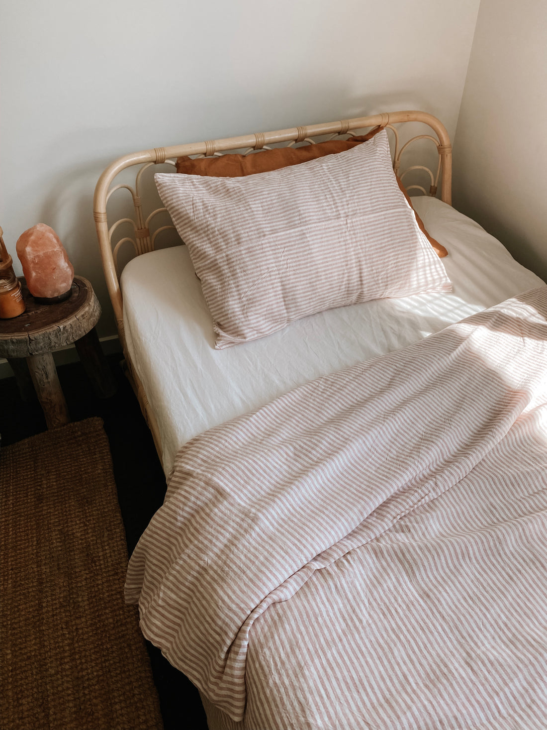 Pink Stripe Linen Pillow Slip