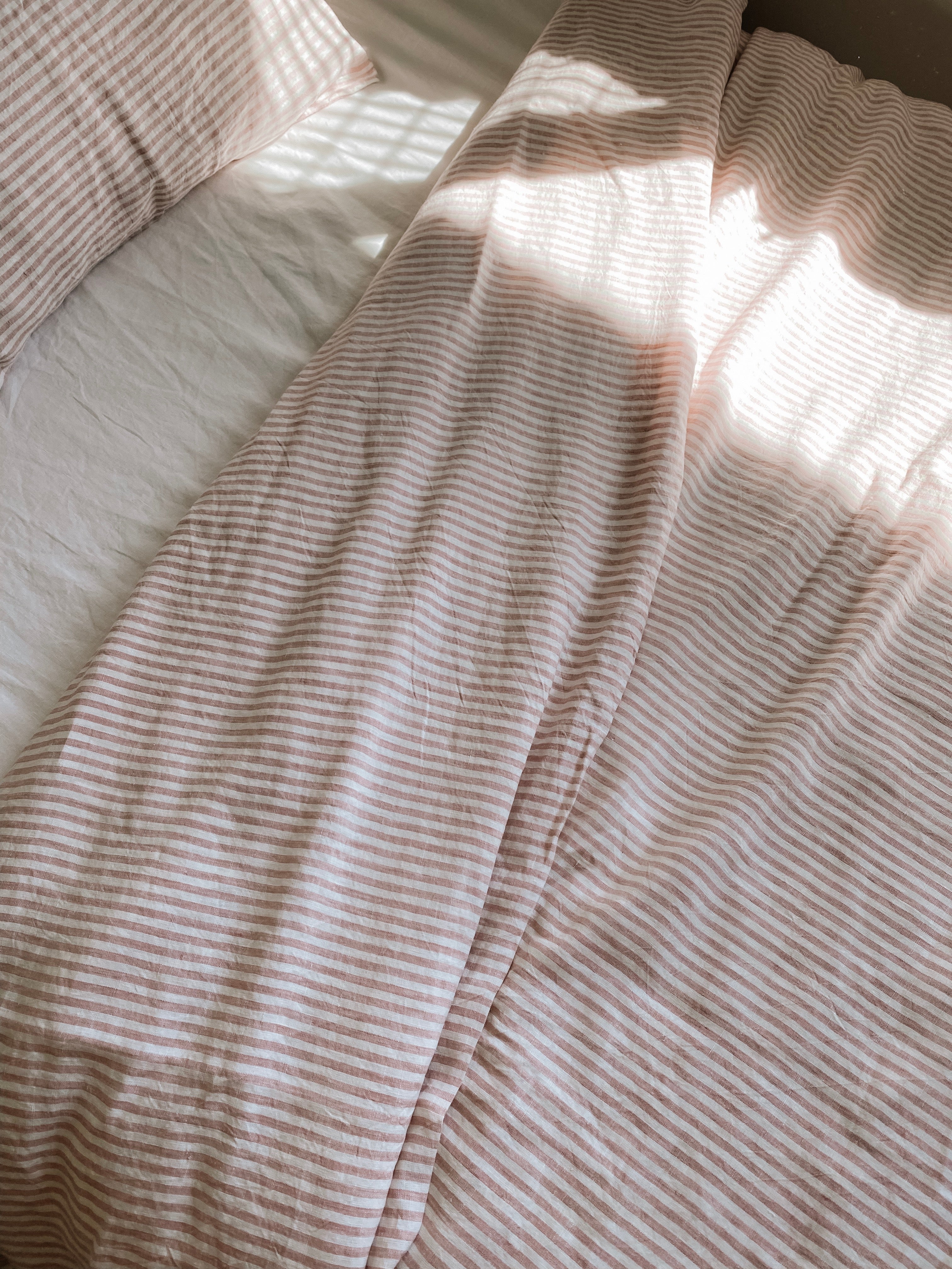 Pure Linen Duvet Cover | PINK STRIPE | S &amp; KS