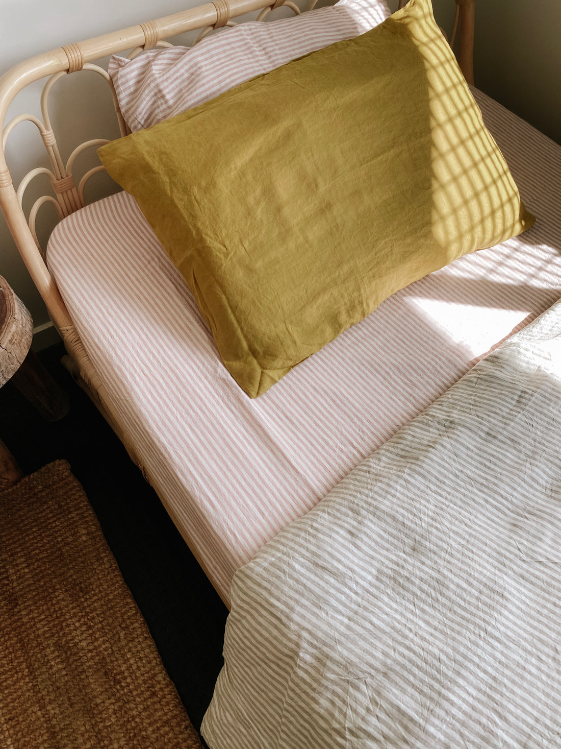 Pure Linen Sheets | PINK STRIPE | S &amp; KS