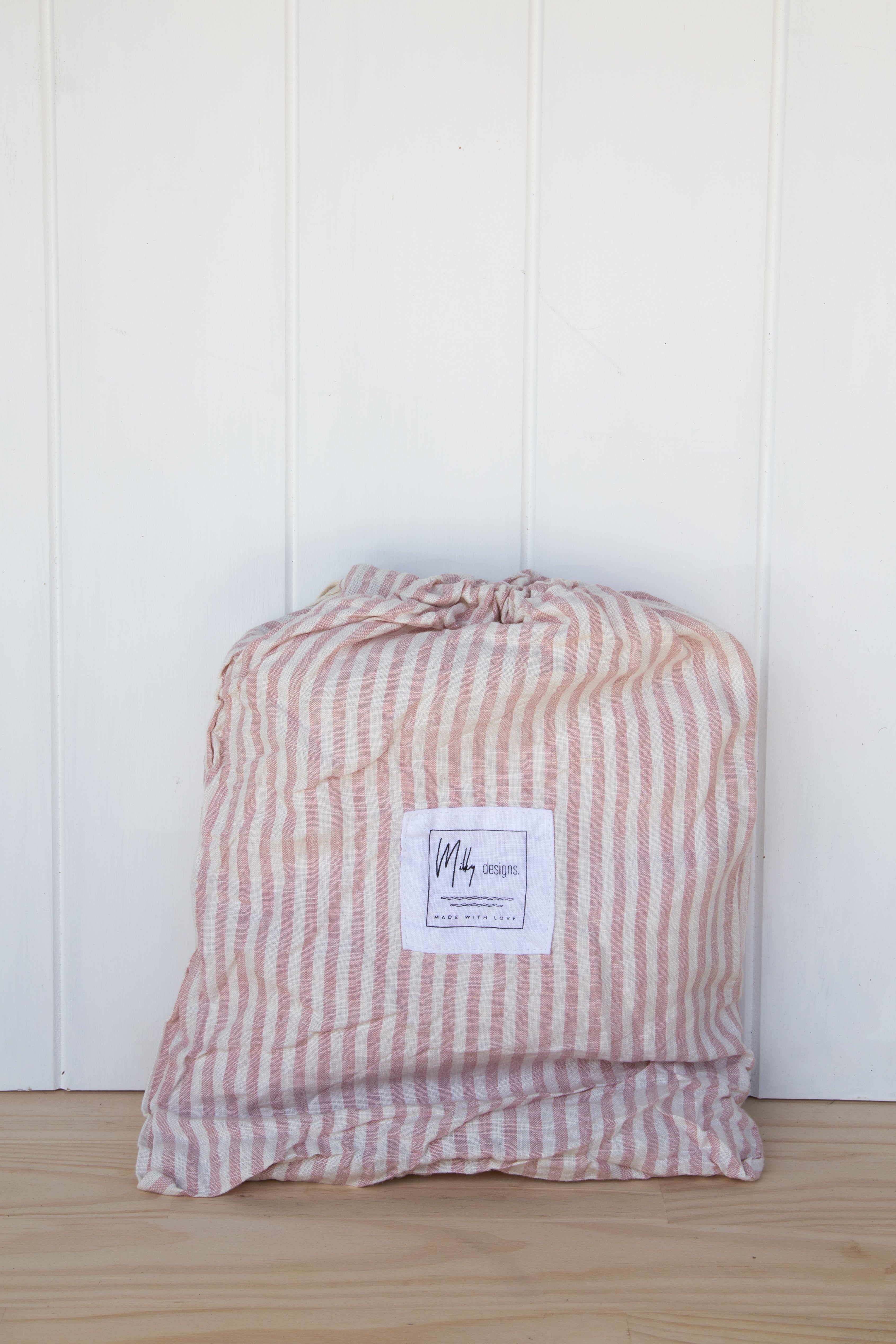 Pure Linen Duvet Cover | PINK STRIPE | S &amp; KS